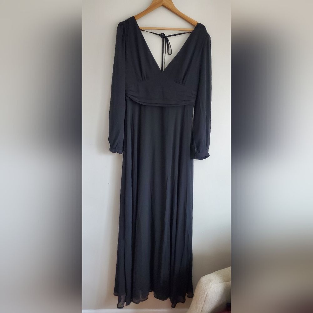 Lulu's Love You So Black Long Sleeve Maxi Dress Size Large